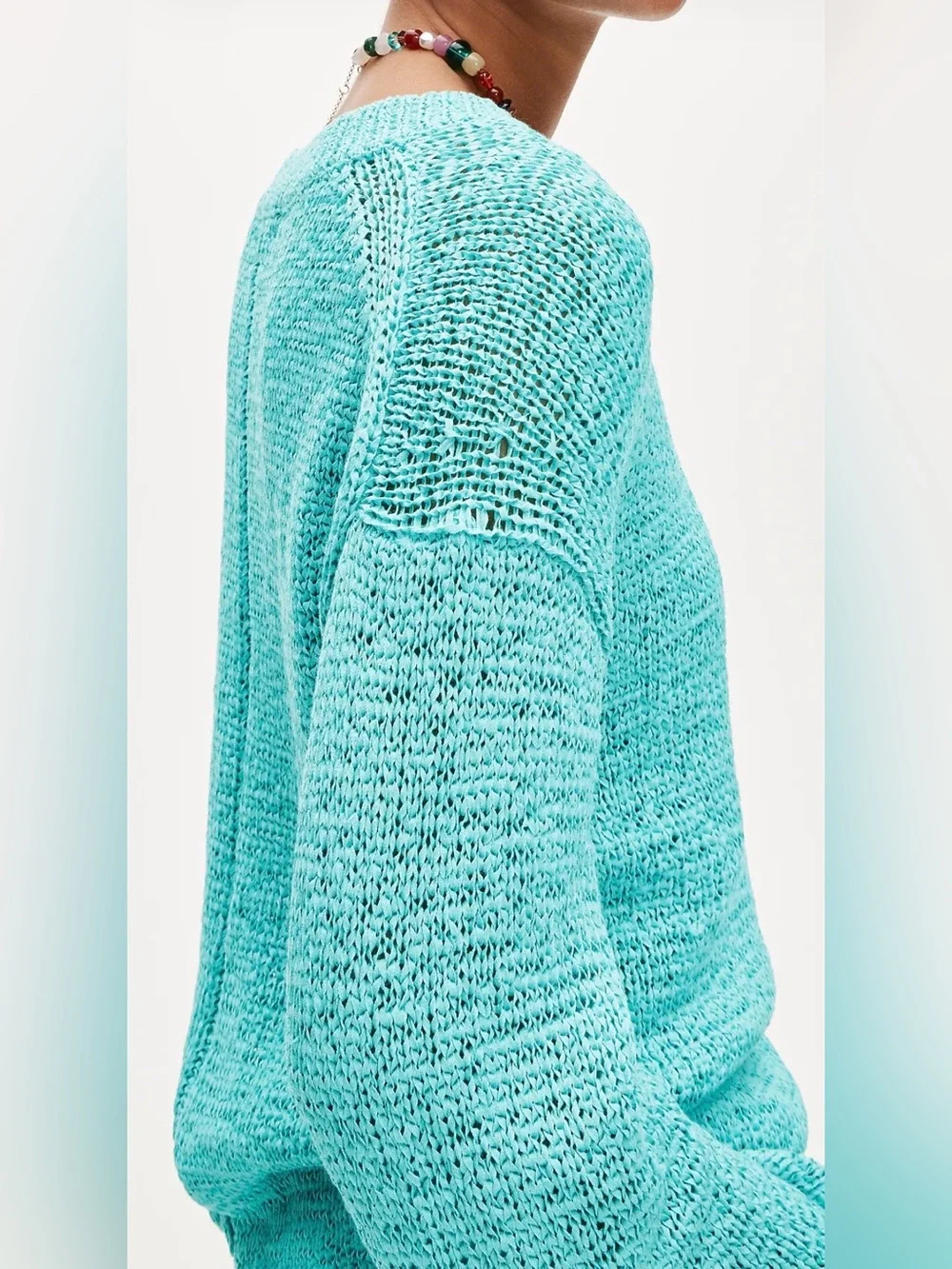 J.Crew Montauk Pullover Crewneck Sweater Top in Liquid Teal Medium M